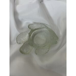 Vtg Clear Glass Fish Votive Candle Holder/Trinket Dish